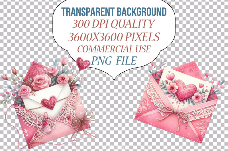 Pink Valentine Crochet Envelopes Clipart Bundle - CraftNest - Digital Crafting and Art