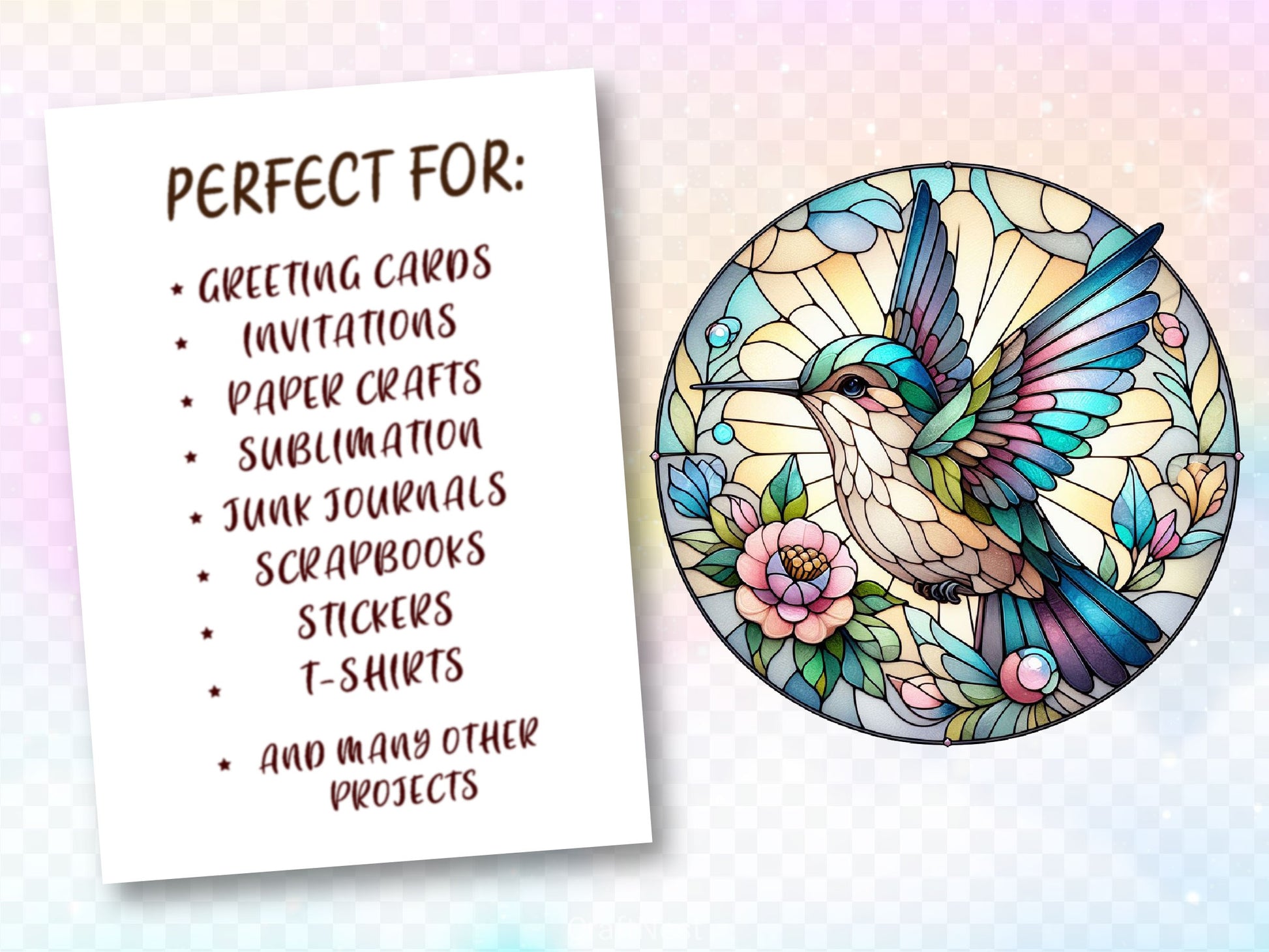 Stained Glass Hummingbird Clipart Bundle - CraftNest - Digital Crafting and Art