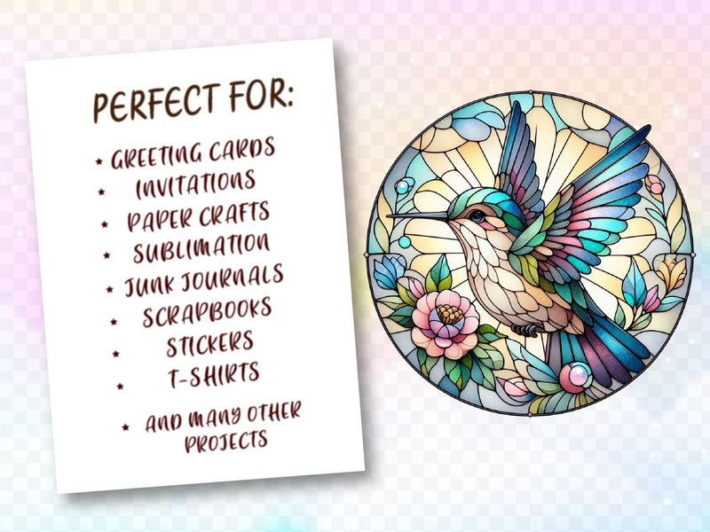 Stained Glass Hummingbird Clipart Bundle - CraftNest - Digital Crafting and Art
