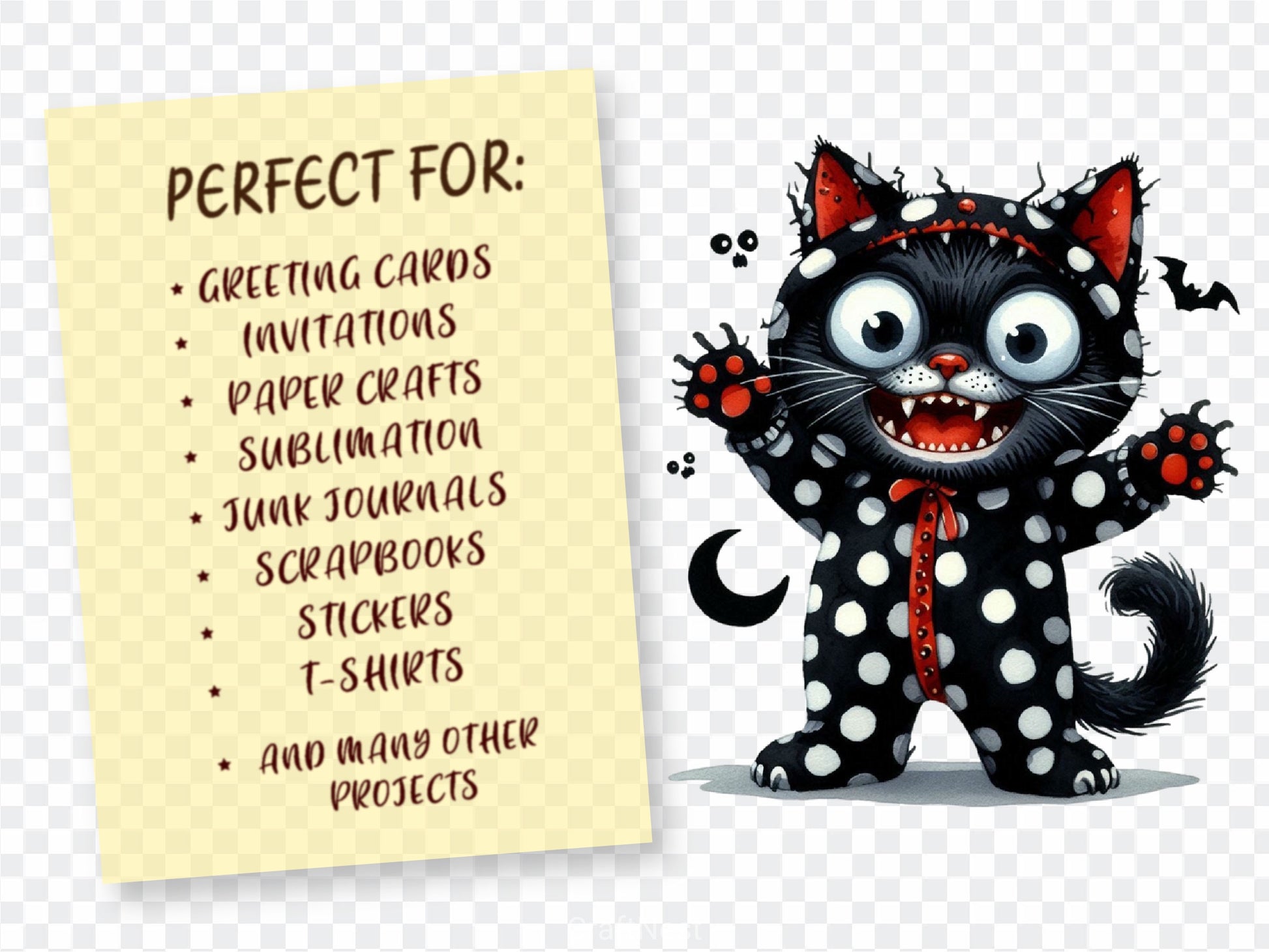 Halloween Funny Black Cat Clipart Bundle - CraftNest - Digital Crafting and Art