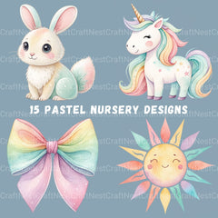 Pastel Nursery Decor Clipart Bundle - CraftNest - Digital Crafting and Art