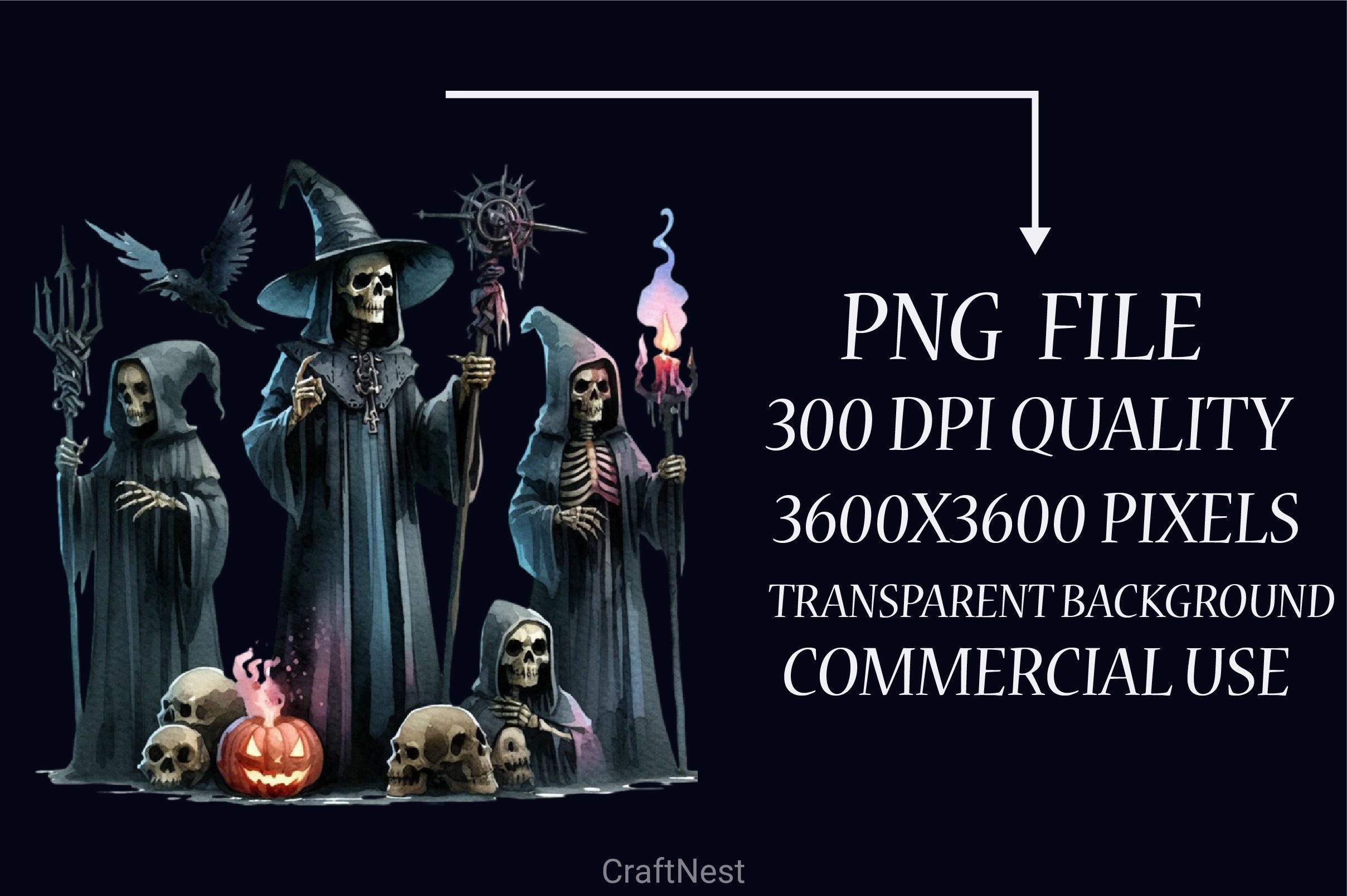 Halloween Necromancer Clipart Bundle - CraftNest - Digital Crafting and Art
