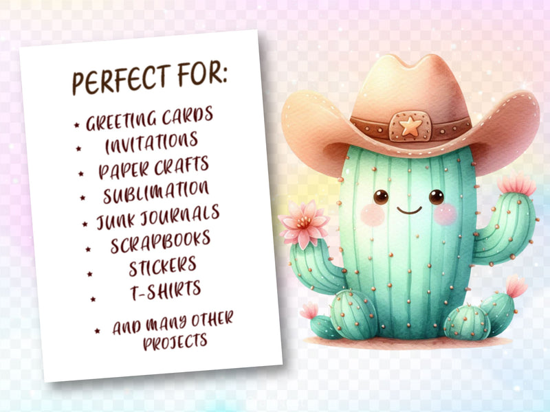 Pastel Western Cactus Clipart Bundle 2 - CraftNest - Digital Crafting and Art