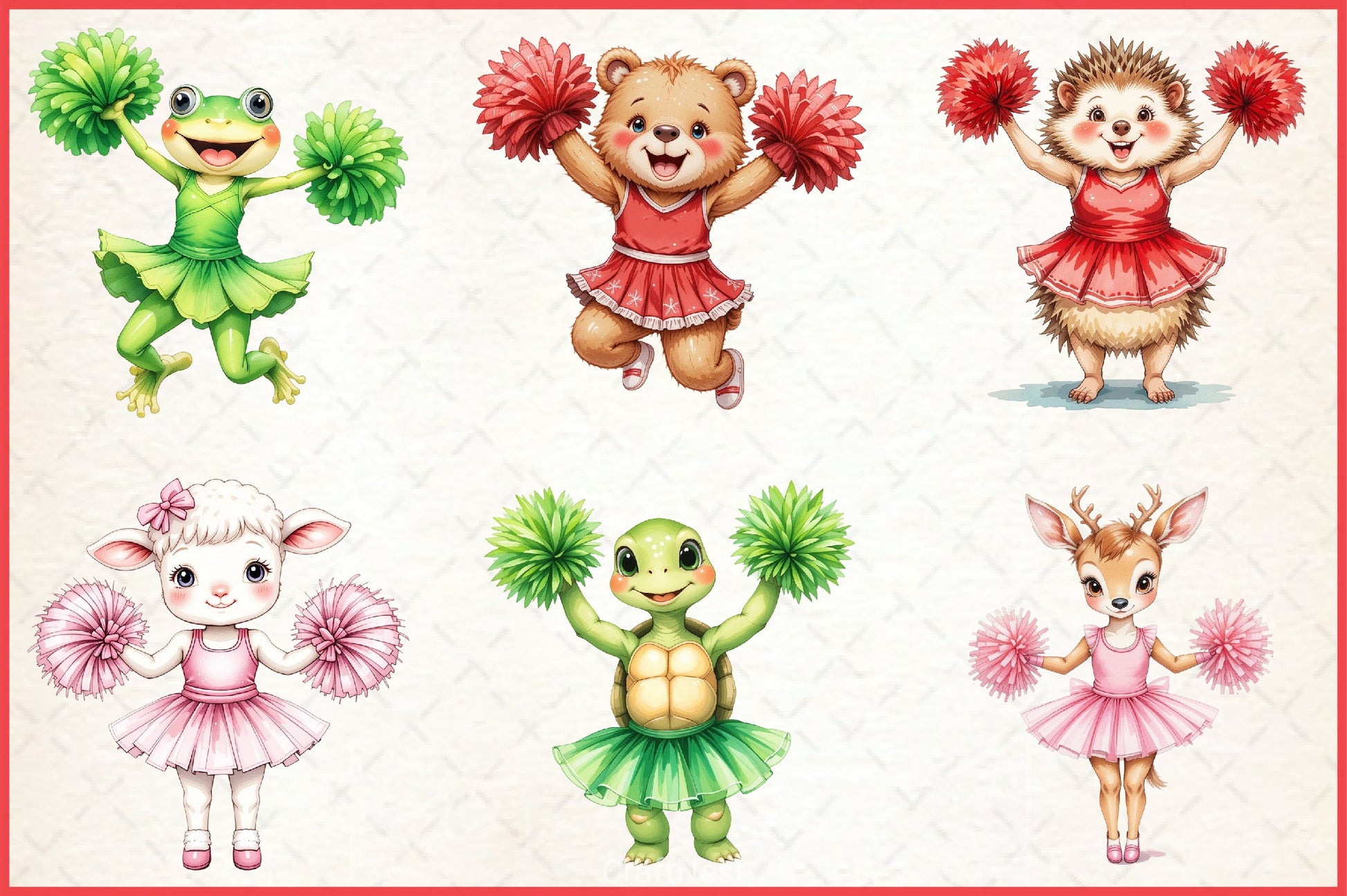 Cheerleader Animal Clipart Bundle - CraftNest - Digital Crafting and Art