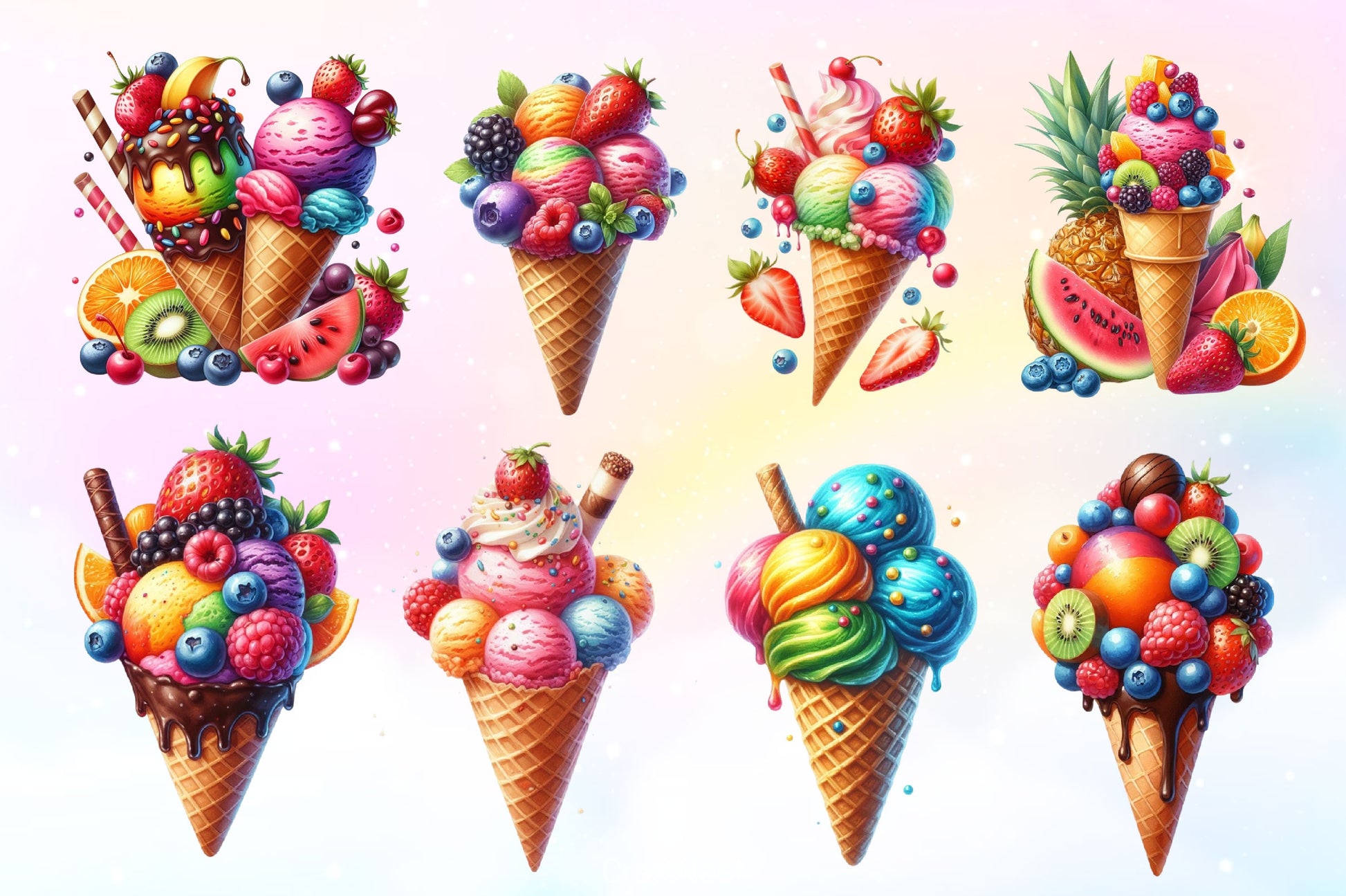 Summer Ice Cream Clipart Bundle 10 - CraftNest - Digital Crafting and Art
