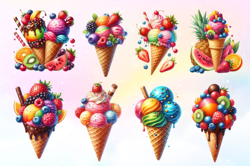Summer Ice Cream Clipart Bundle 10 - CraftNest - Digital Crafting and Art