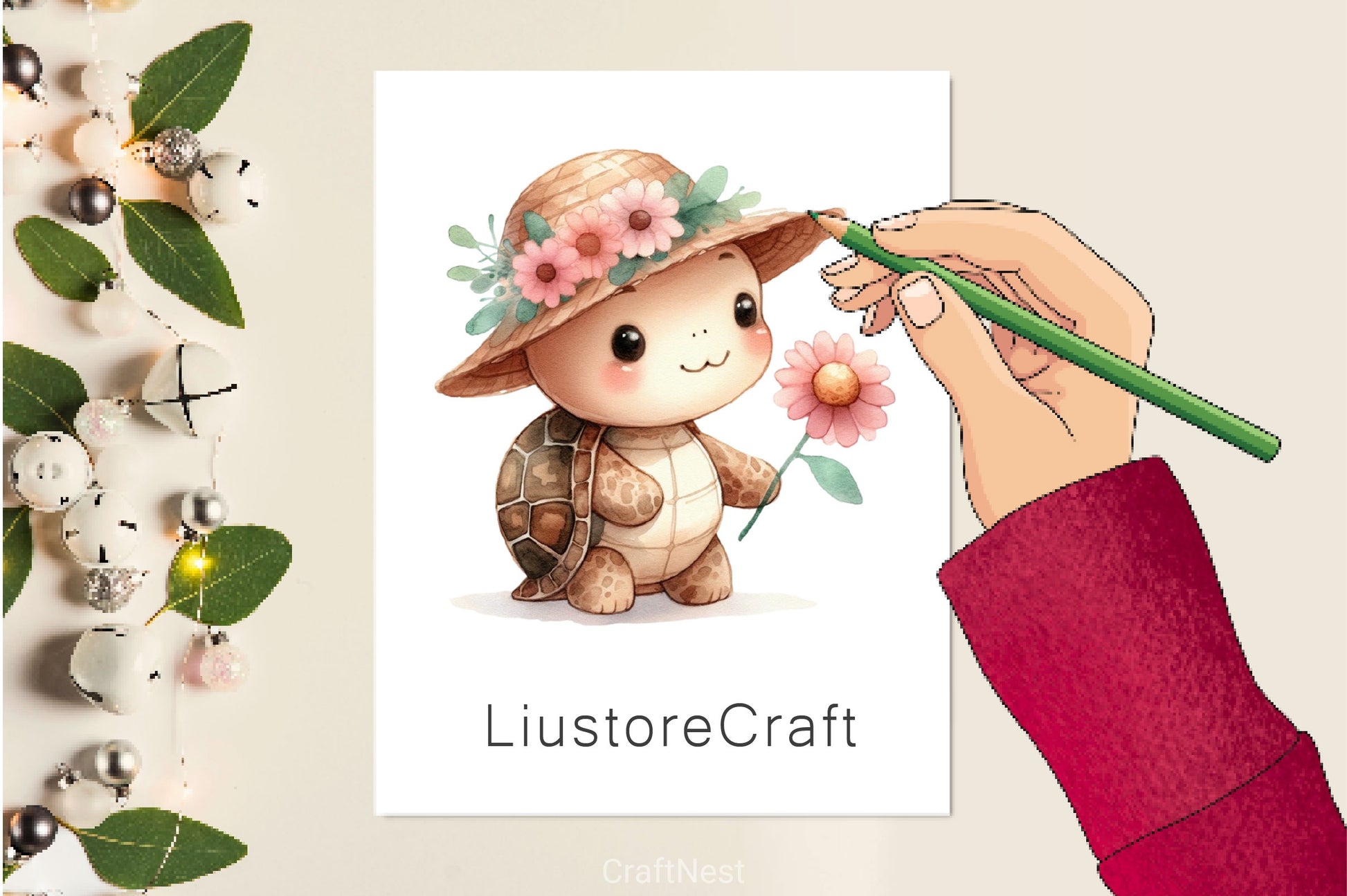 Turtle With Flower Clipart Bundle 2 - CraftNest - Digital Crafting and Art