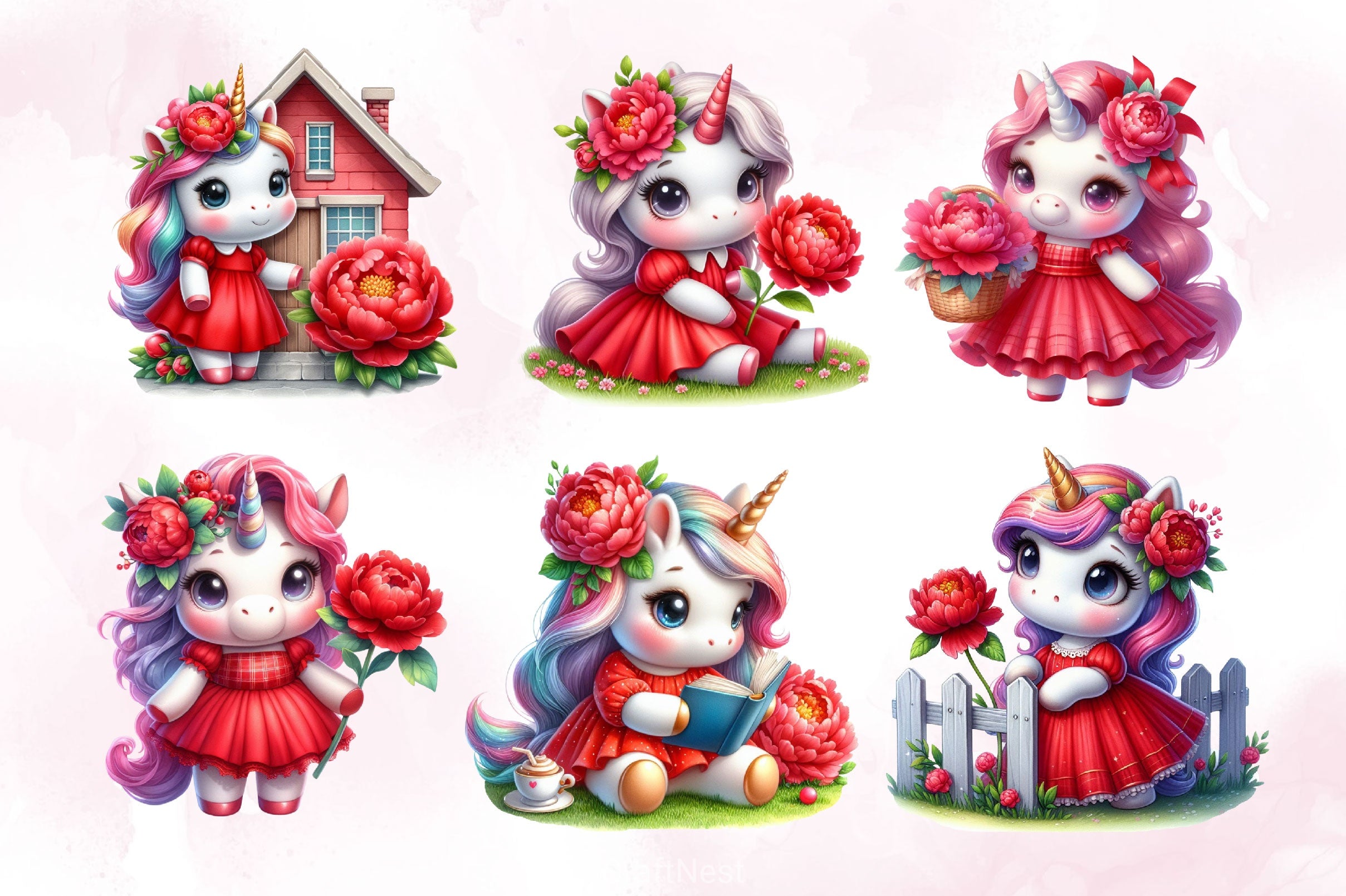 Cute Baby Unicorn Clipart Bundle 2 - CraftNest - Digital Crafting and Art