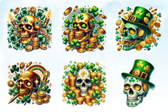 St Patrick Gold Coin Skull Clipart Bundle - CraftNest - Digital Crafting and Art