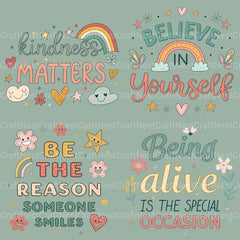 Retro Positive Words Clipart Bundle - CraftNest - Digital Crafting and Art