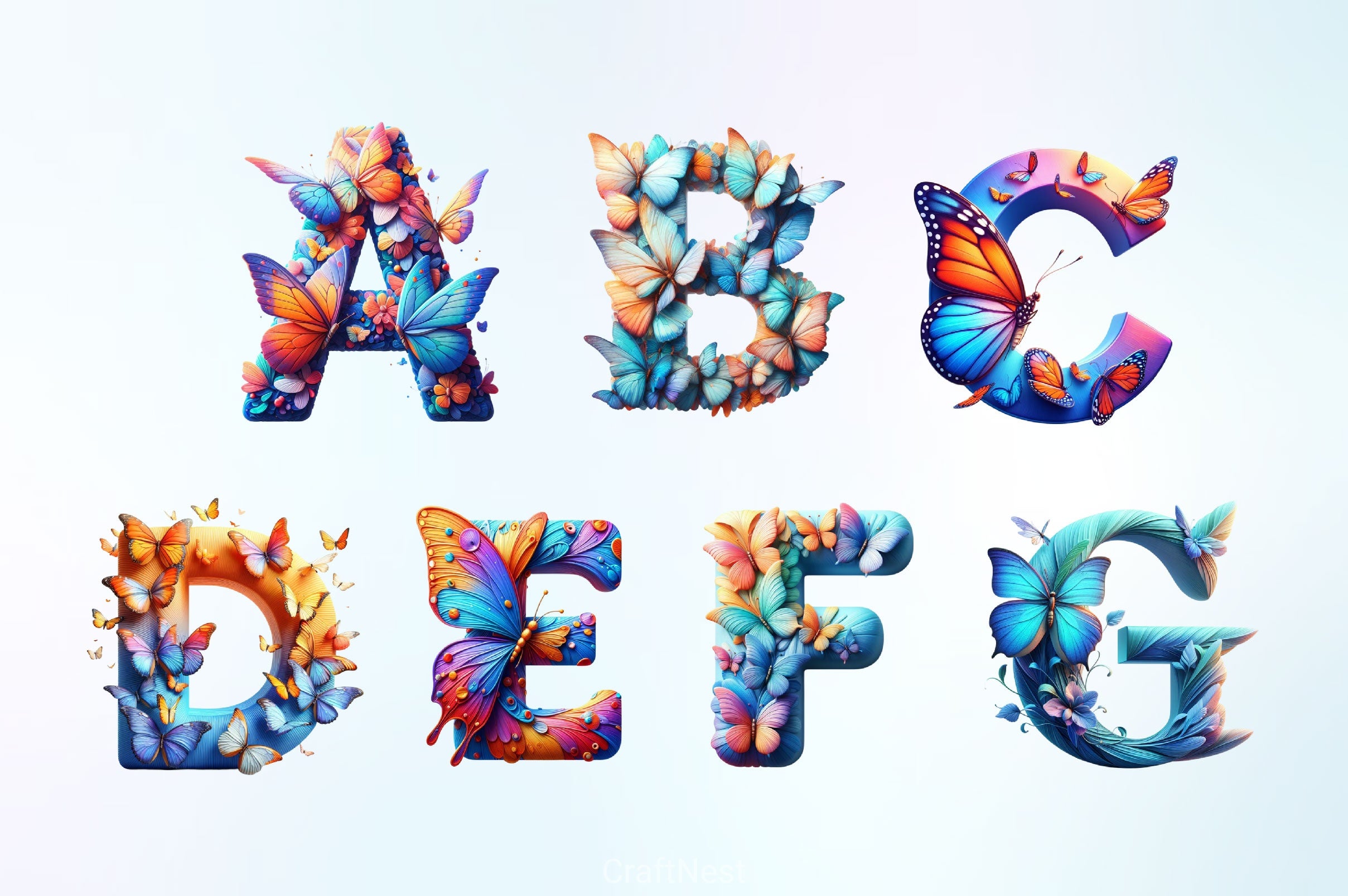 Butterfly Alphabet Clipart Bundle 2 - CraftNest - Digital Crafting and Art