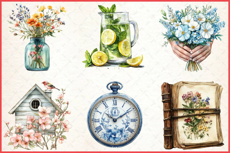 Spring Reading Clipart Bundle - CraftNest - Digital Crafting and Art