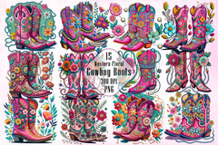 Western Floral Cowboy Boots Clipart Bundle - CraftNest - Digital Crafting and Art