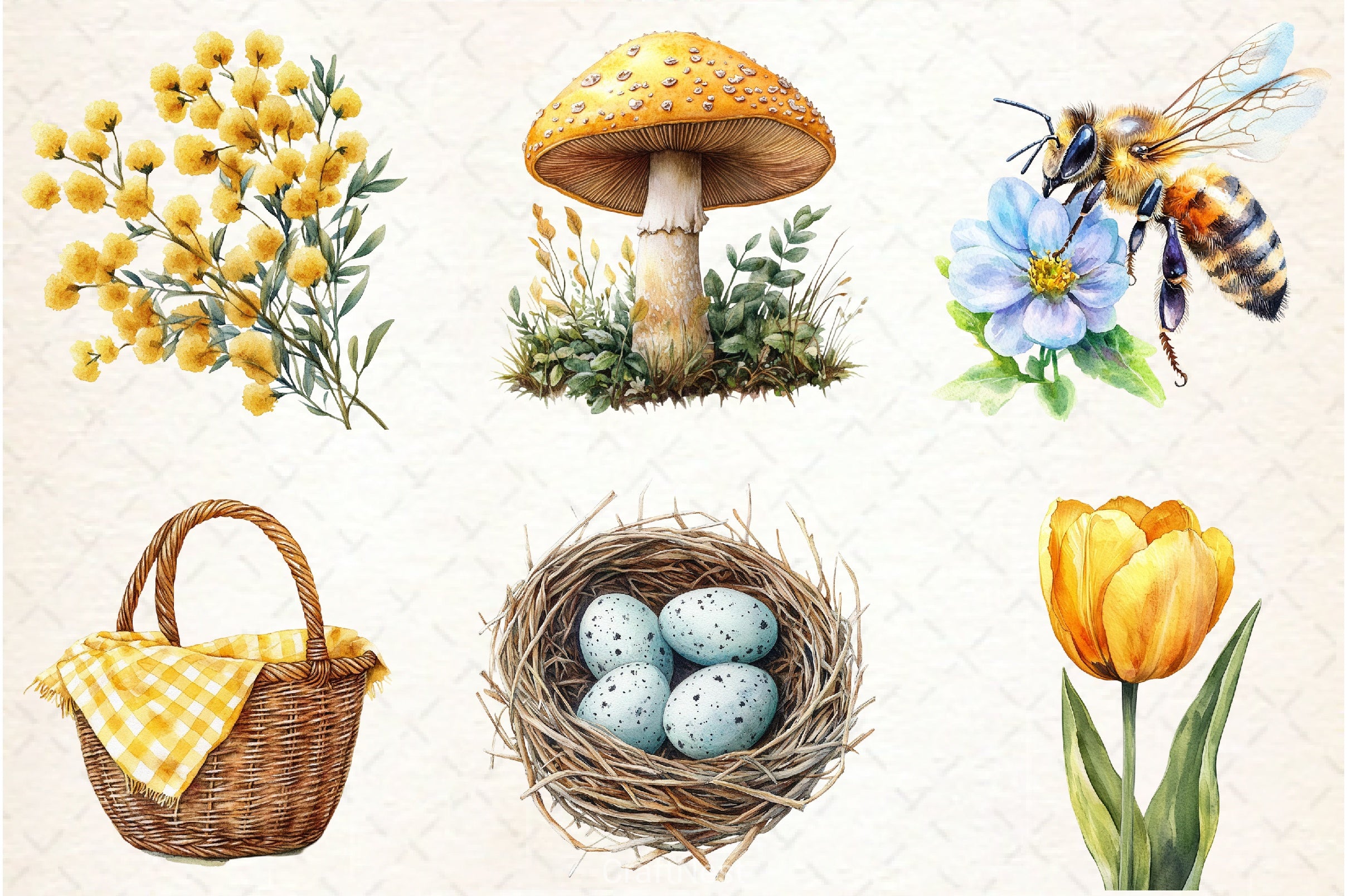 Yellow Spring Clipart Bundle - CraftNest - Digital Crafting and Art