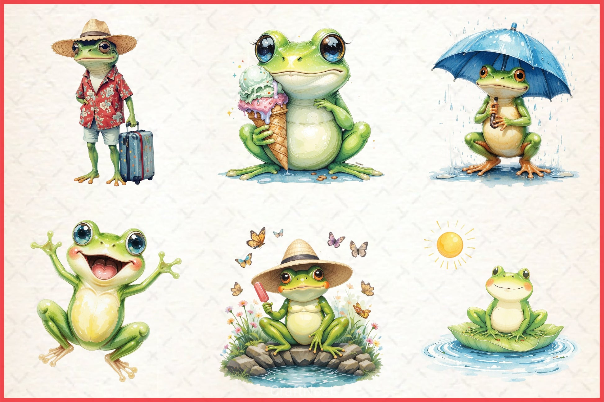 Frog Summer Clipart Bundle - CraftNest - Digital Crafting and Art