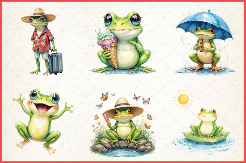 Frog Summer Clipart Bundle - CraftNest - Digital Crafting and Art