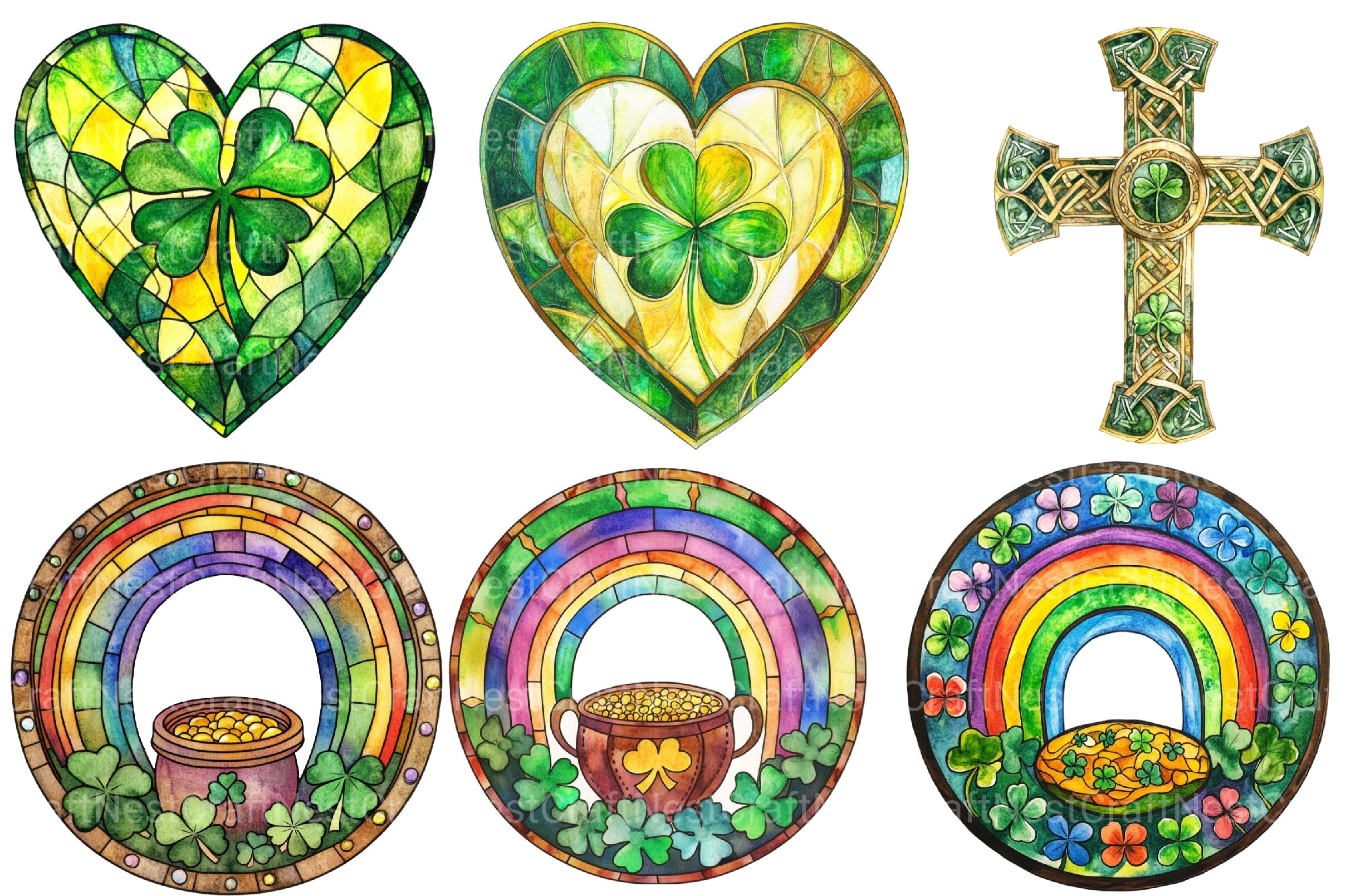 St Patrick's Day Stained Glass Clipart Bundle - CraftNest - Digital Crafting and Art
