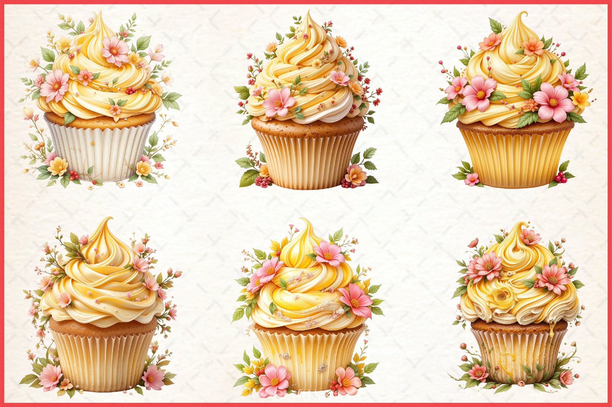 Floral Cupcake Clipart Bundle - CraftNest - Digital Crafting and Art
