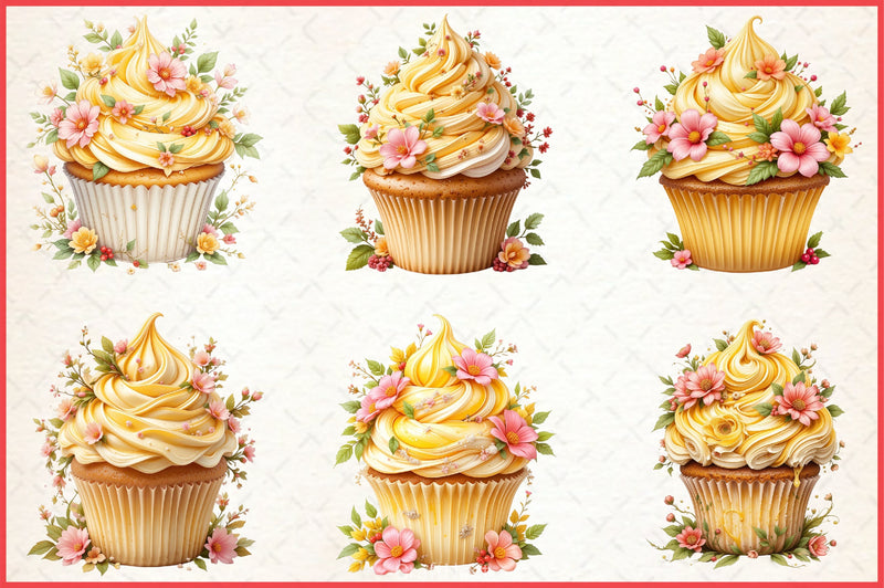 Floral Cupcake Clipart Bundle - CraftNest - Digital Crafting and Art