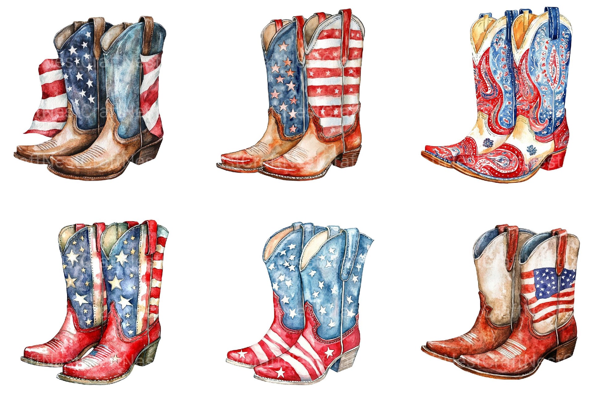 4th of July Cowboy Boots Clipart - CraftNest - Digital Crafting and Art