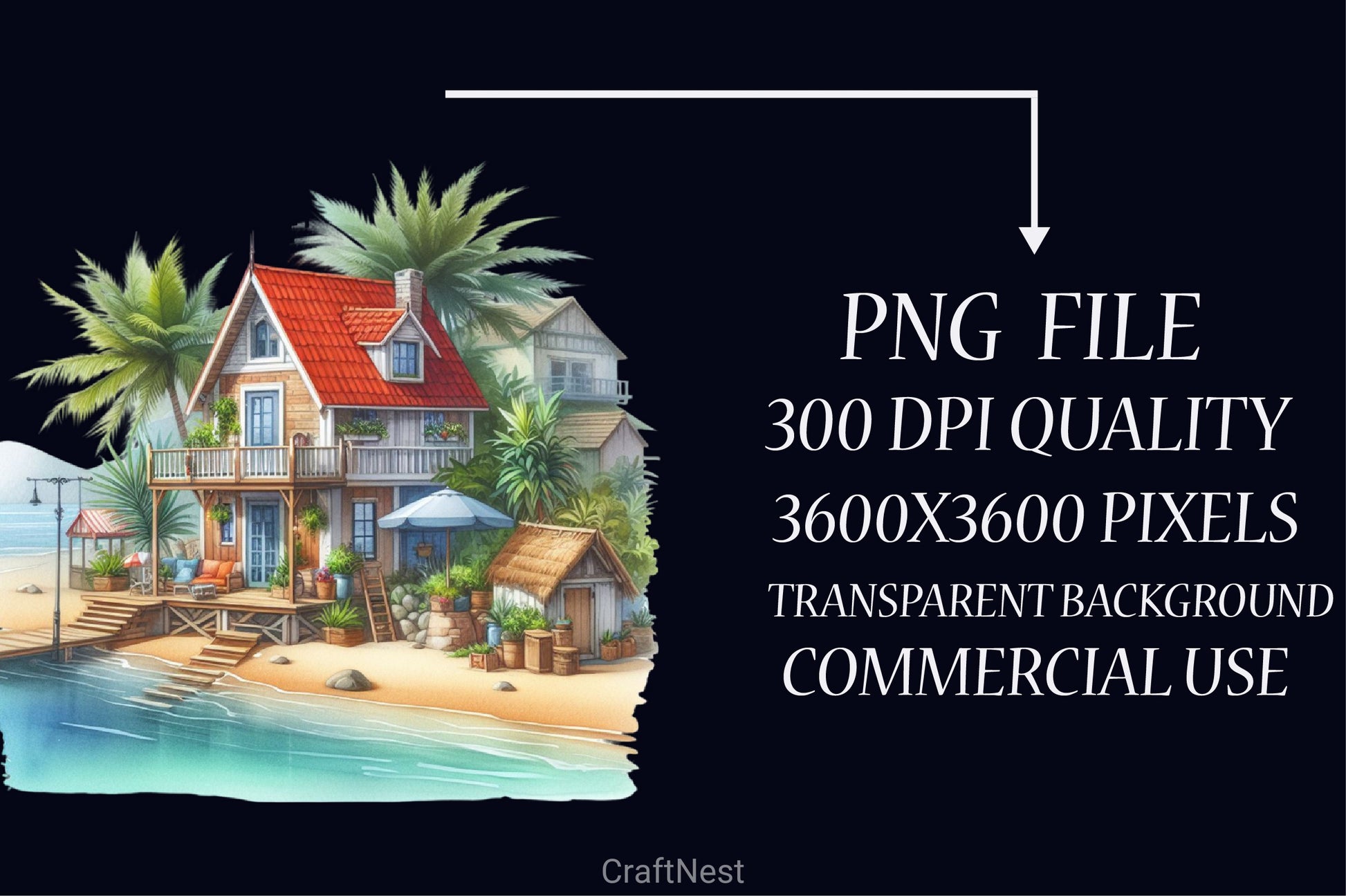 Beach Houses Clipart Bundle - CraftNest - Digital Crafting and Art