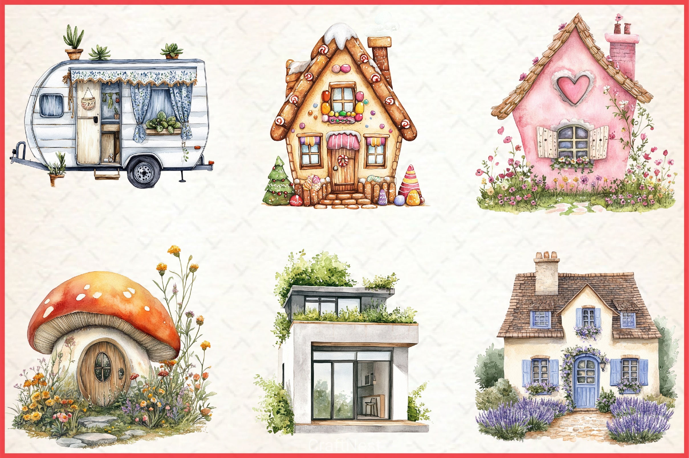 Tiny Houses Clipart Bundle - CraftNest - Digital Crafting and Art