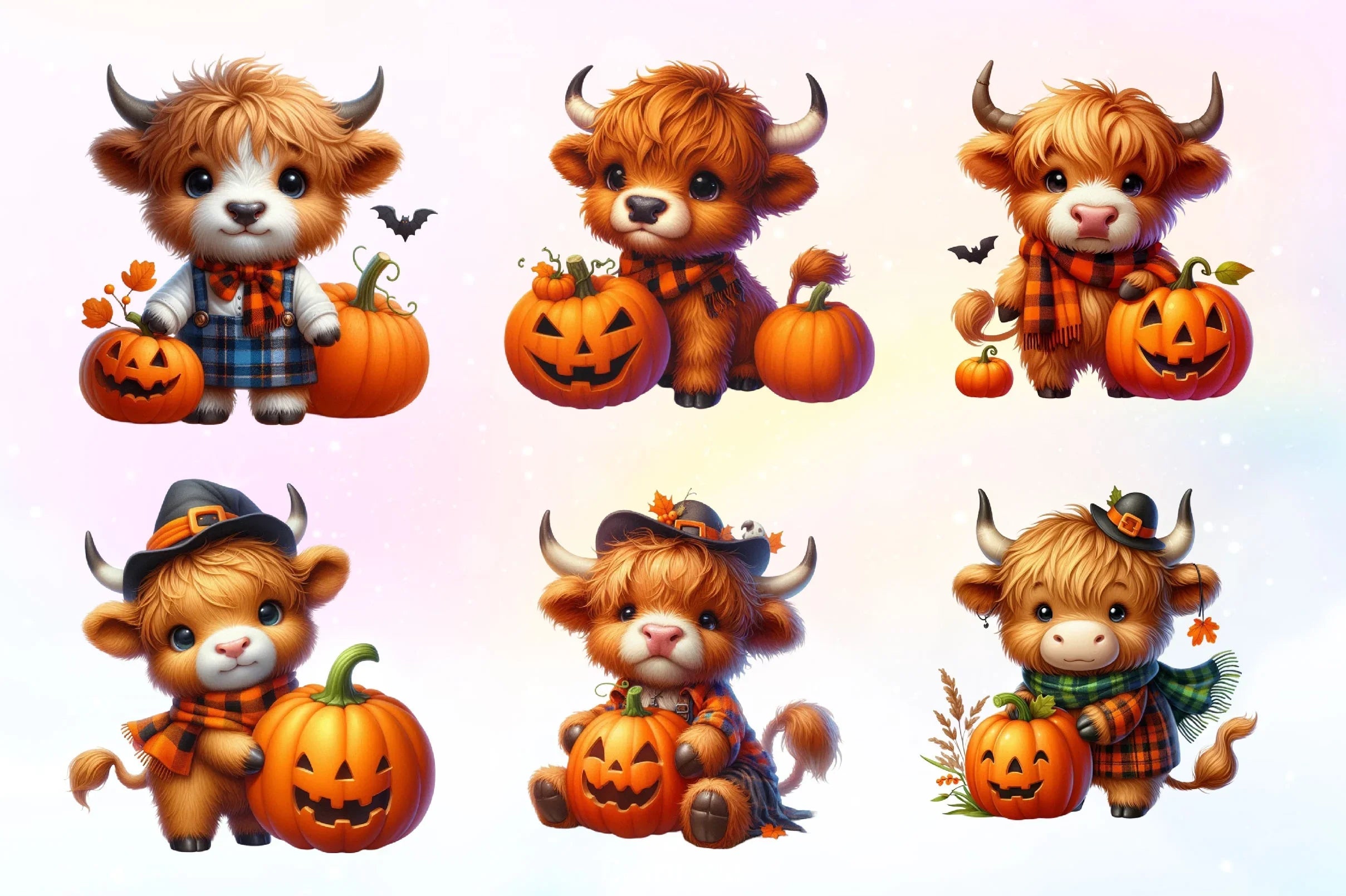 Cute Highland Cow Halloween Clipart Bundle 2 - CraftNest - Digital Crafting and Art
