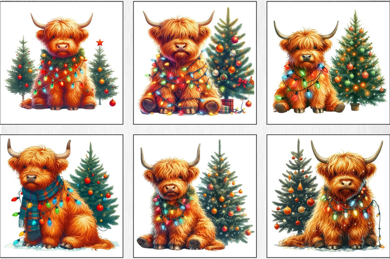 Cute Christmas Highland Cow Clipart Bundle 4 - CraftNest - Digital Crafting and Art