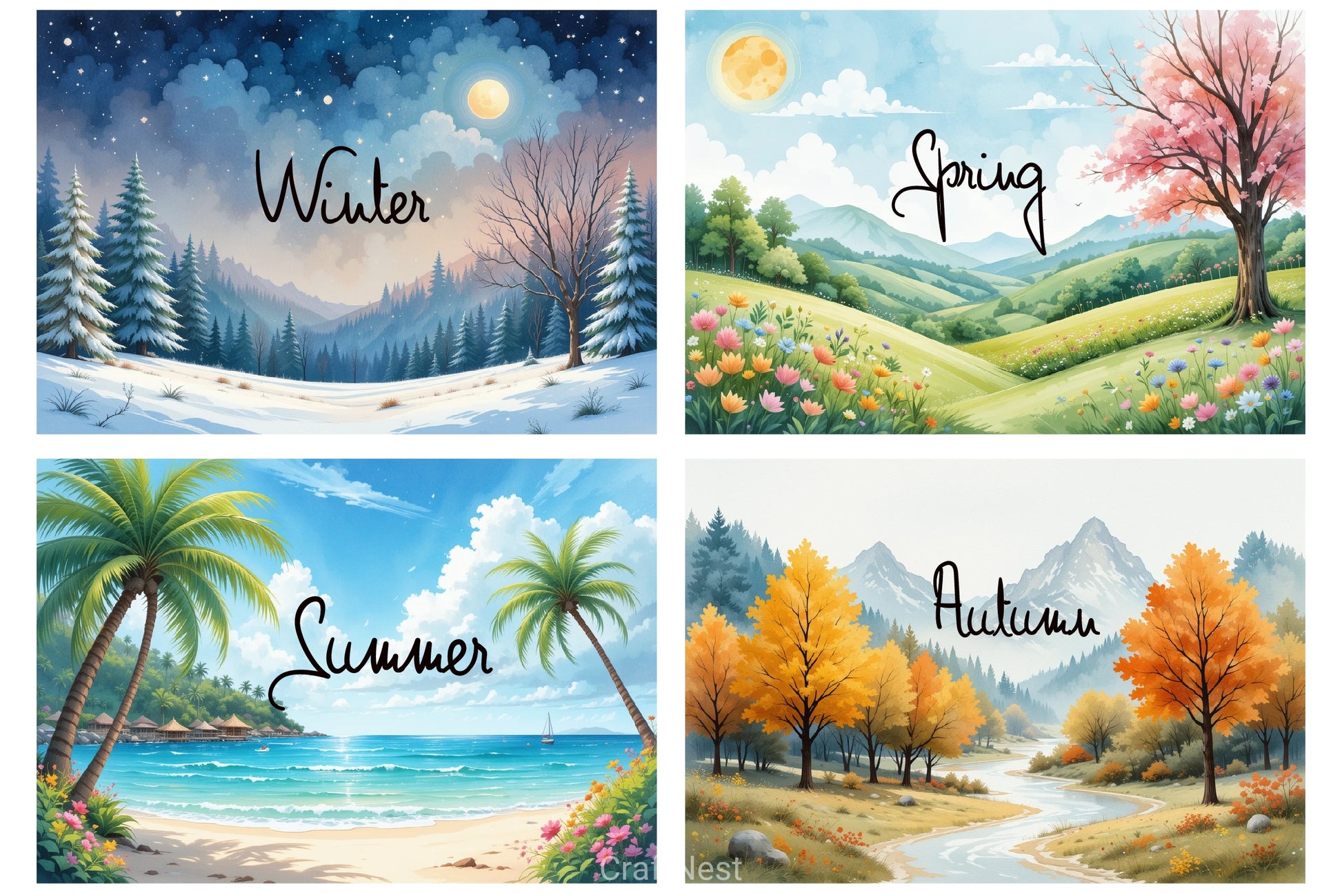 Seasons Landscape Clipart Bundle - CraftNest - Digital Crafting and Art