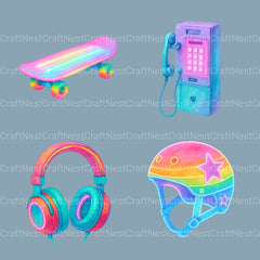 Neon Retro 1 Clipart Bundle - CraftNest - Digital Crafting and Art