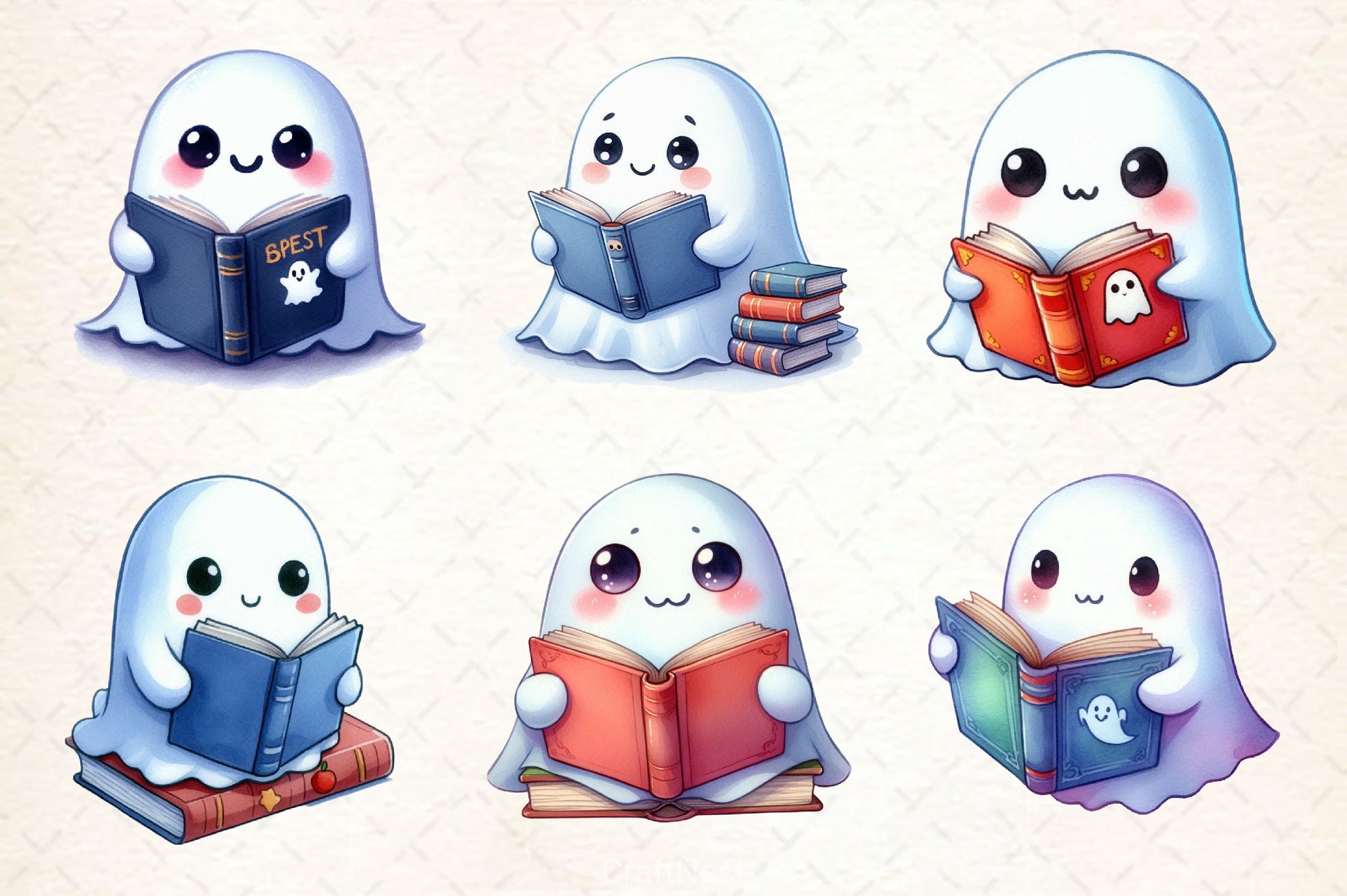 Ghost Reading Book Clipart Bundle 2 - CraftNest - Digital Crafting and Art