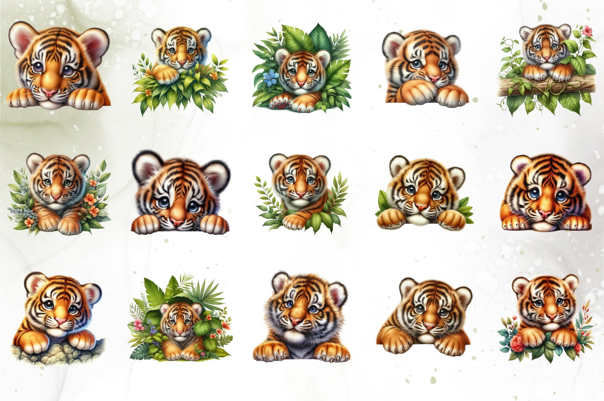 Cute Baby Tiger Clipart Bundle - CraftNest - Digital Crafting and Art
