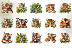 Cute Baby Tiger Clipart Bundle - CraftNest - Digital Crafting and Art