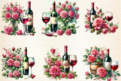 Roses and Wine Clipart Bundle - CraftNest - Digital Crafting and Art