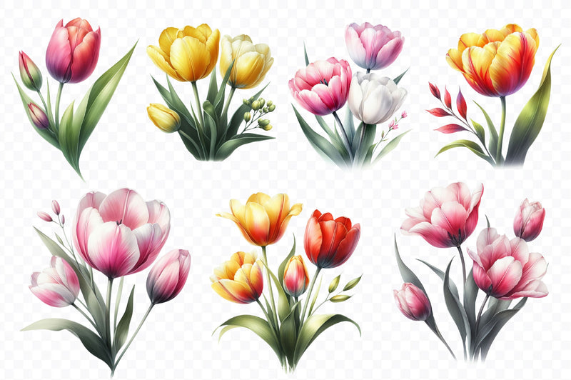 Tulip Flowers Clipart Bundle - CraftNest - Digital Crafting and Art