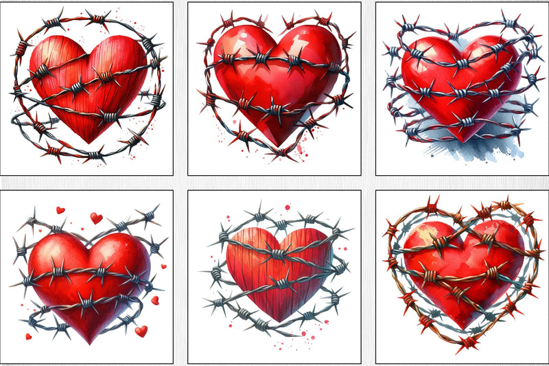 Valentine Barbed Wire Heart Clipart Bundle - CraftNest - Digital Crafting and Art