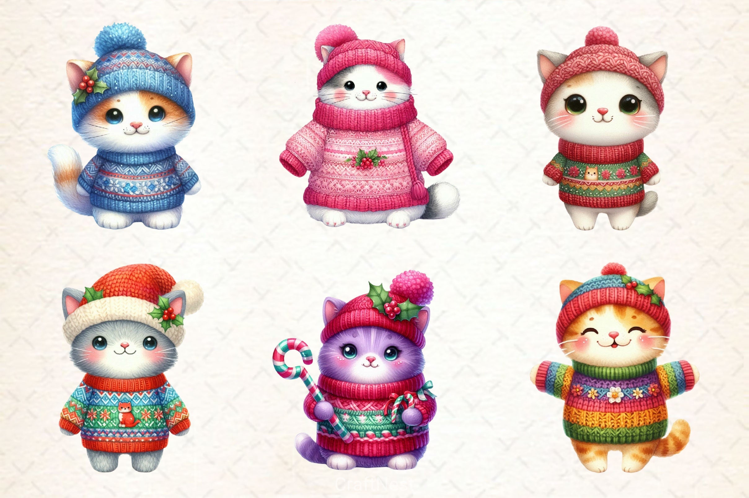 Cute Christmas Cat Clipart Bundle - CraftNest - Digital Crafting and Art