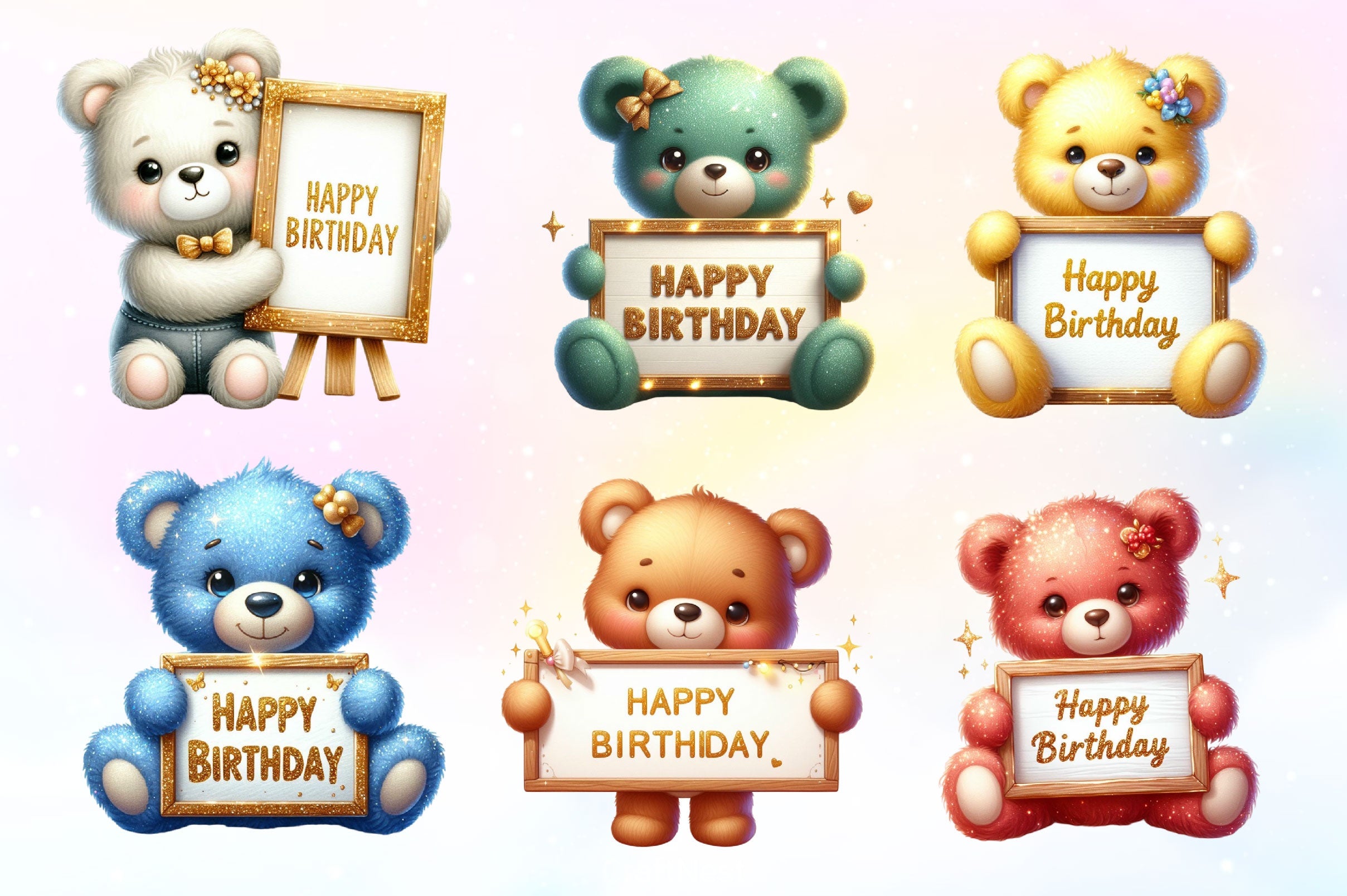 Birthday Teddy Bear Clipart Bundle 2 - CraftNest - Digital Crafting and Art