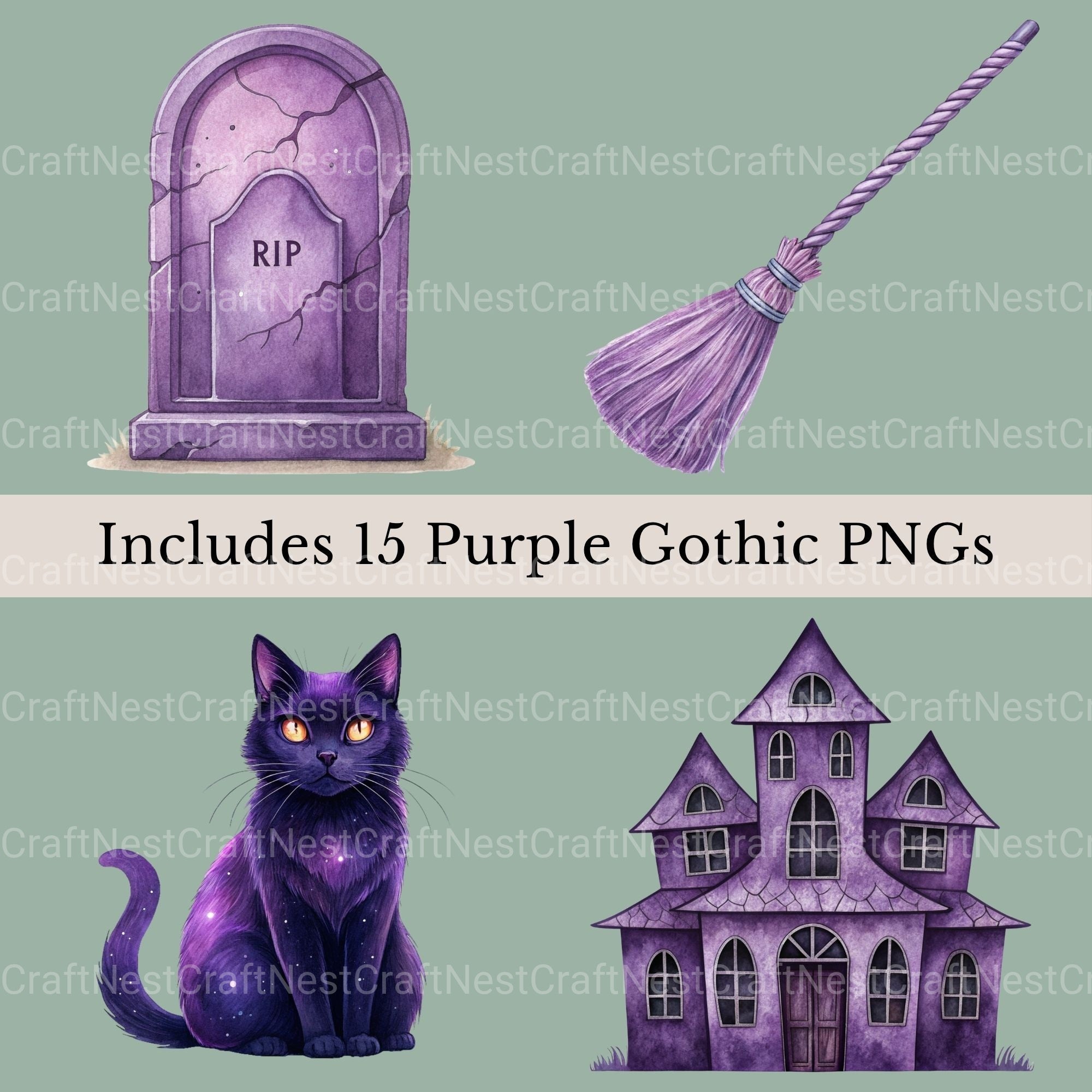 Halloween Purple Clipart Bundle - CraftNest - Digital Crafting and Art