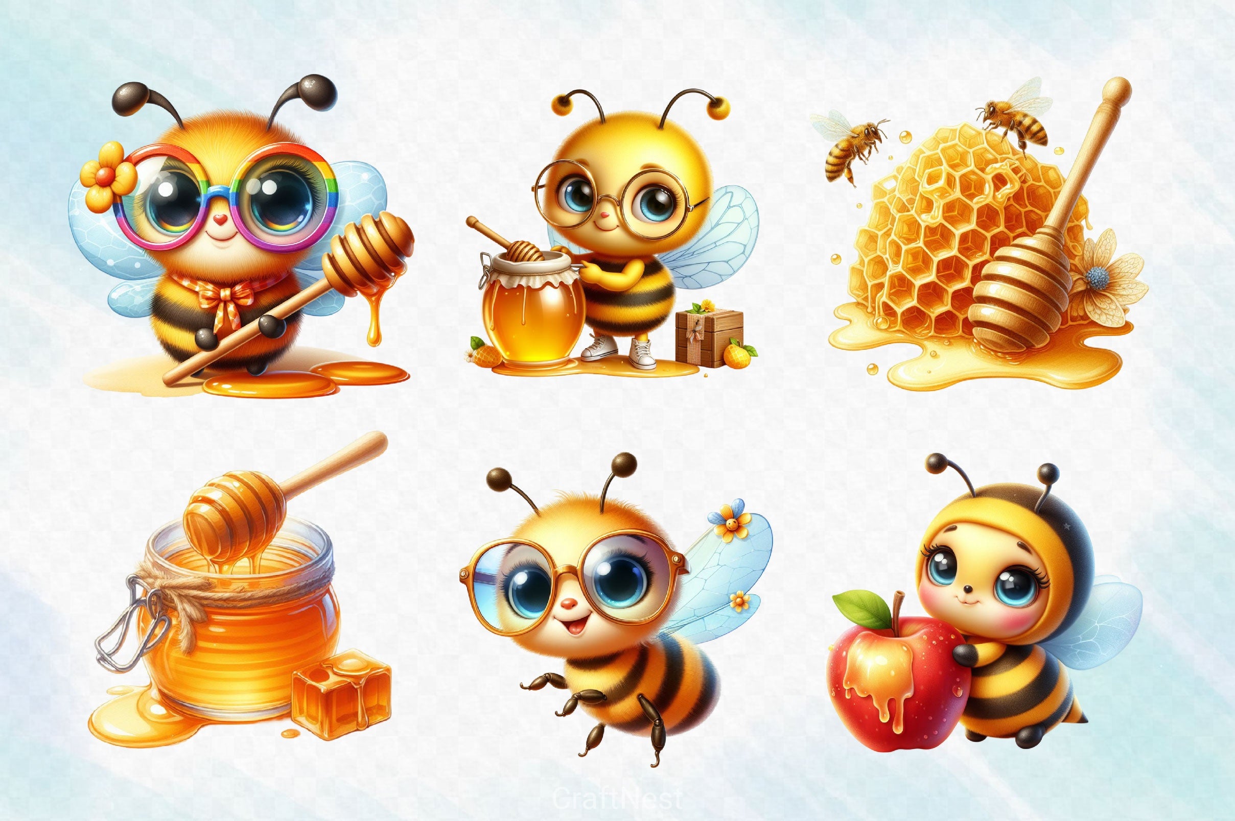 Sweet Honey Bee Clipart Bundle - CraftNest - Digital Crafting and Art