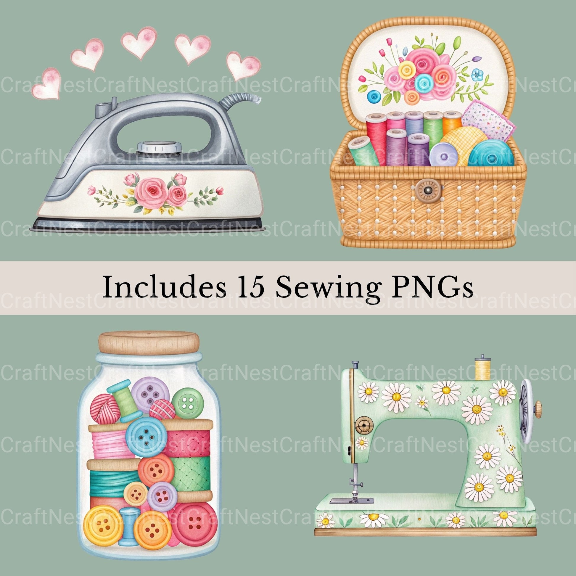 Sewing Whimsical Clipart Bundle - CraftNest - Digital Crafting and Art