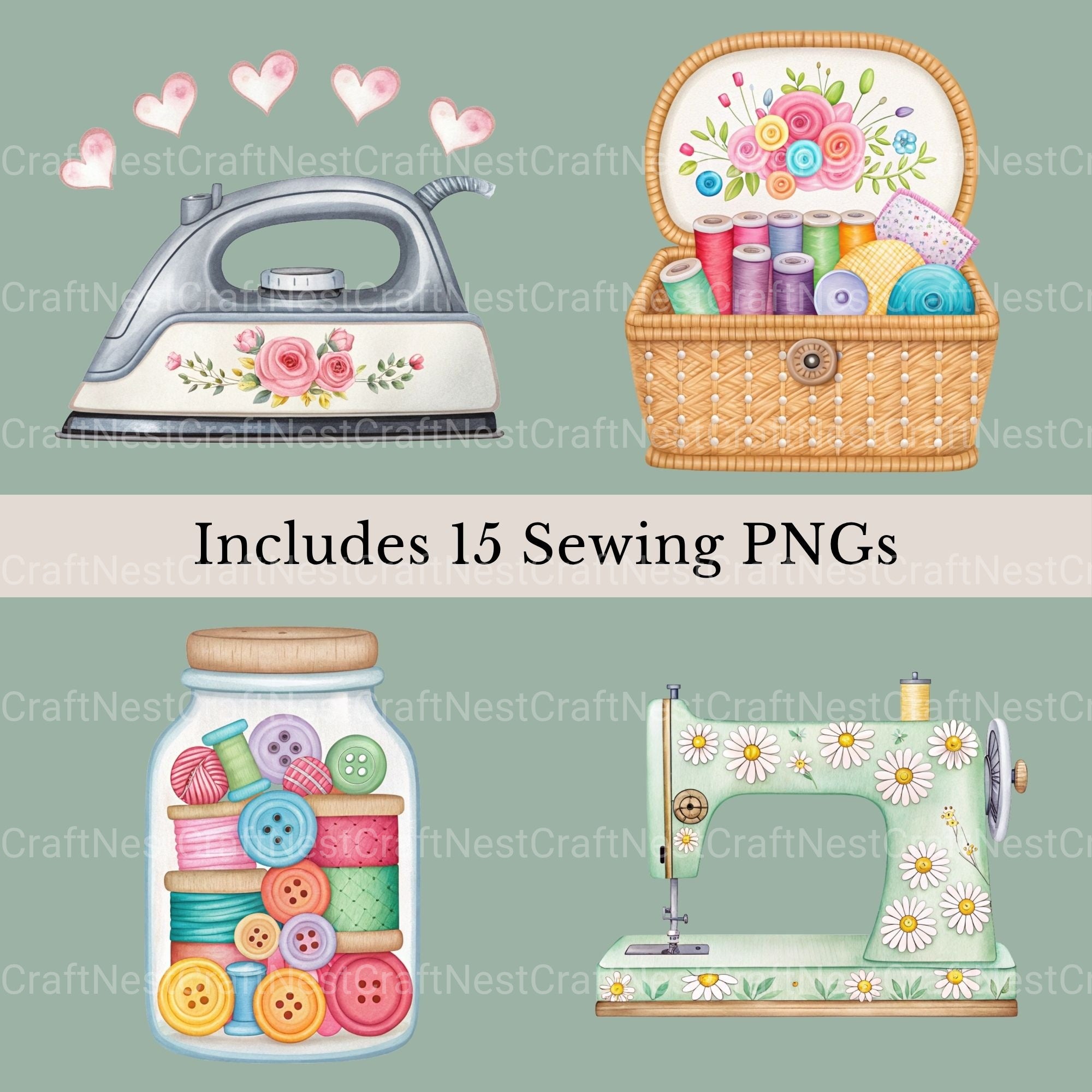 Sewing Whimsical Clipart Bundle - CraftNest - Digital Crafting and Art