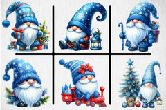 Blue Christmas Gnomes Clipart Bundle - CraftNest - Digital Crafting and Art