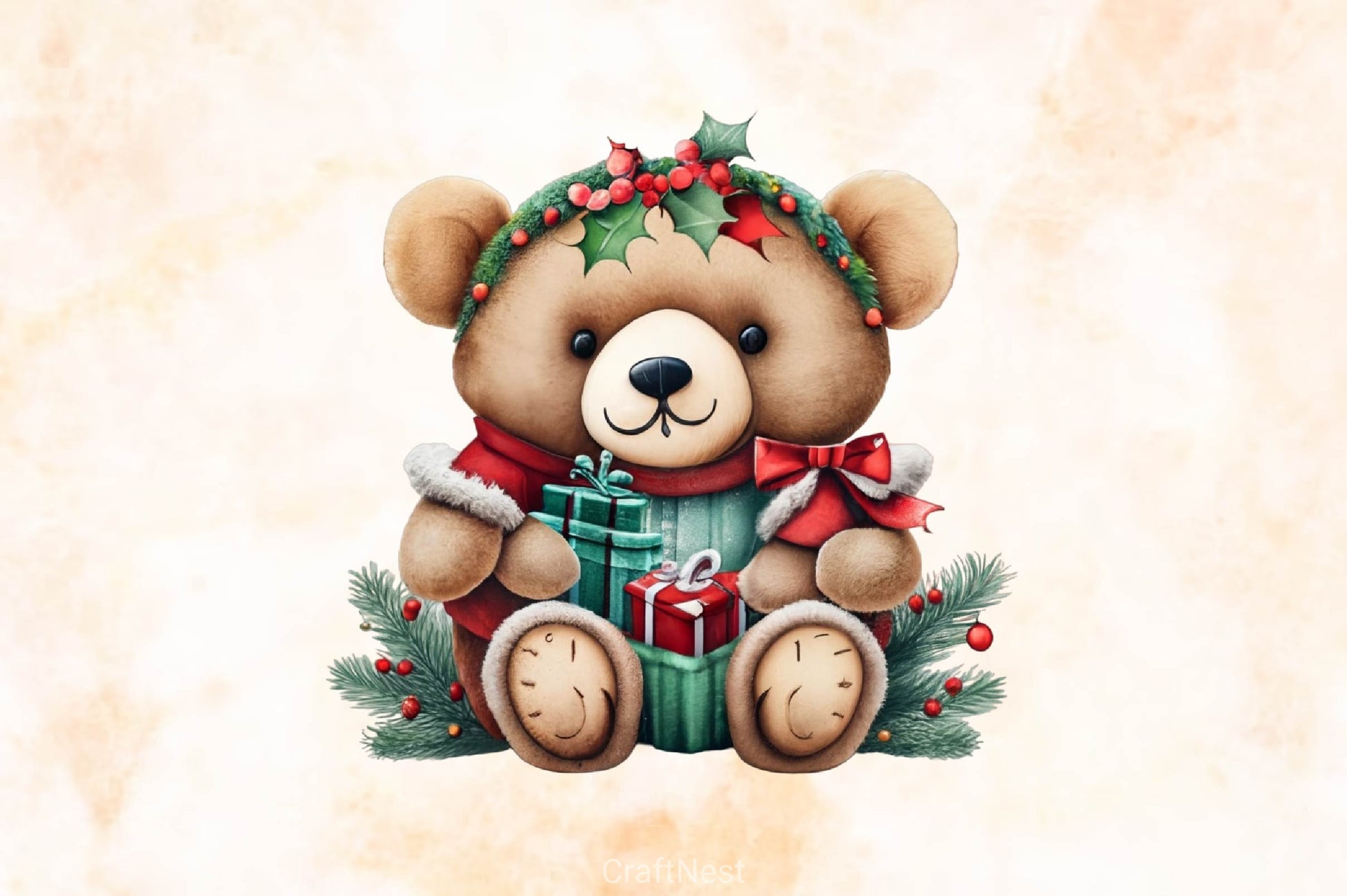 Cute Teddy Christmas Clipart Bundle - CraftNest - Digital Crafting and Art