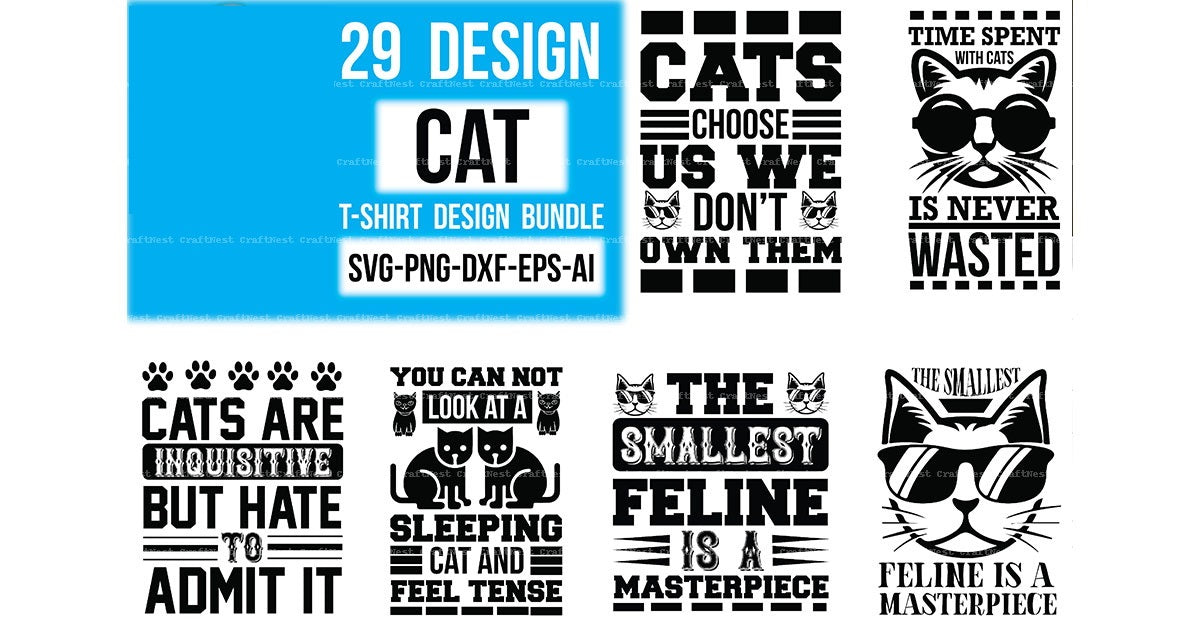 Cat T-Shirt SVG Bundle - CraftNest - Digital Crafting and Art