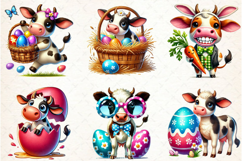 Funny Easter Cow Clipart Bundle - CraftNest - Digital Crafting and Art