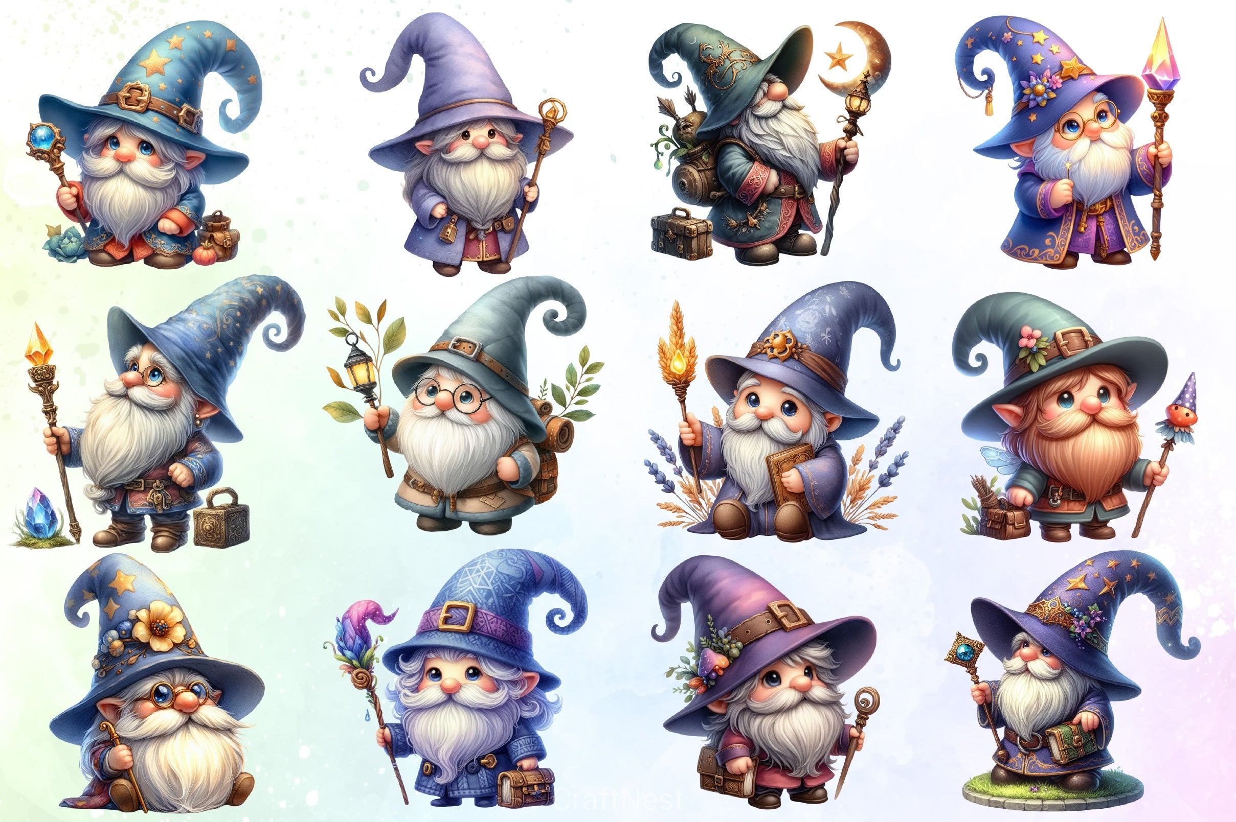 Wizard Gnome Clipart Bundle - CraftNest - Digital Crafting and Art