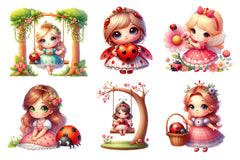 Cute Girl Ladybug Clipart Bundle - CraftNest - Digital Crafting and Art