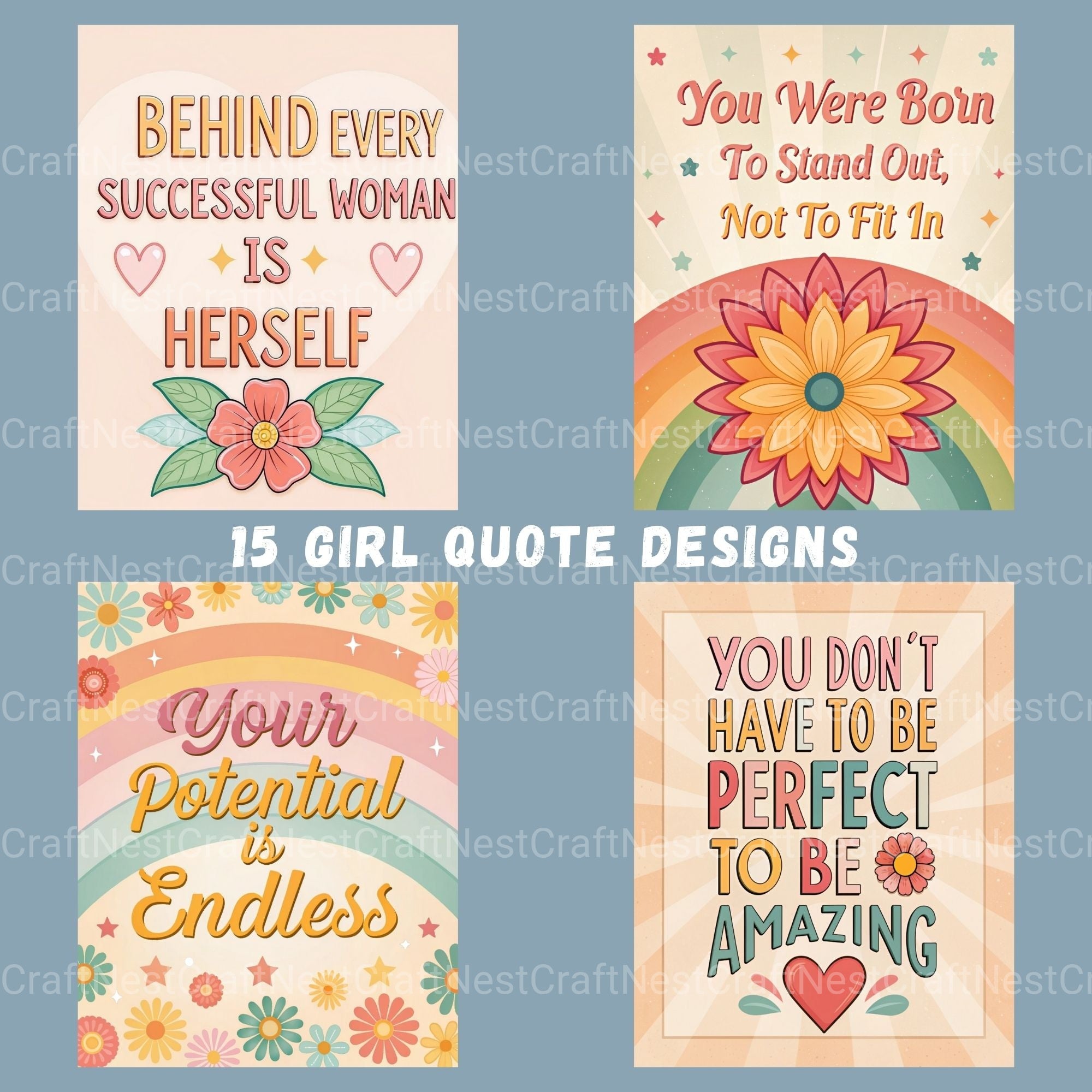 Girl Quotes Retro Clipart Bundle - CraftNest - Digital Crafting and Art