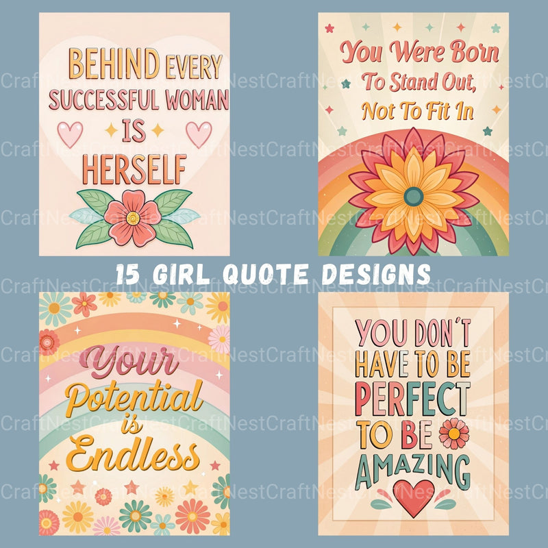 Girl Quotes Retro Clipart Bundle - CraftNest - Digital Crafting and Art